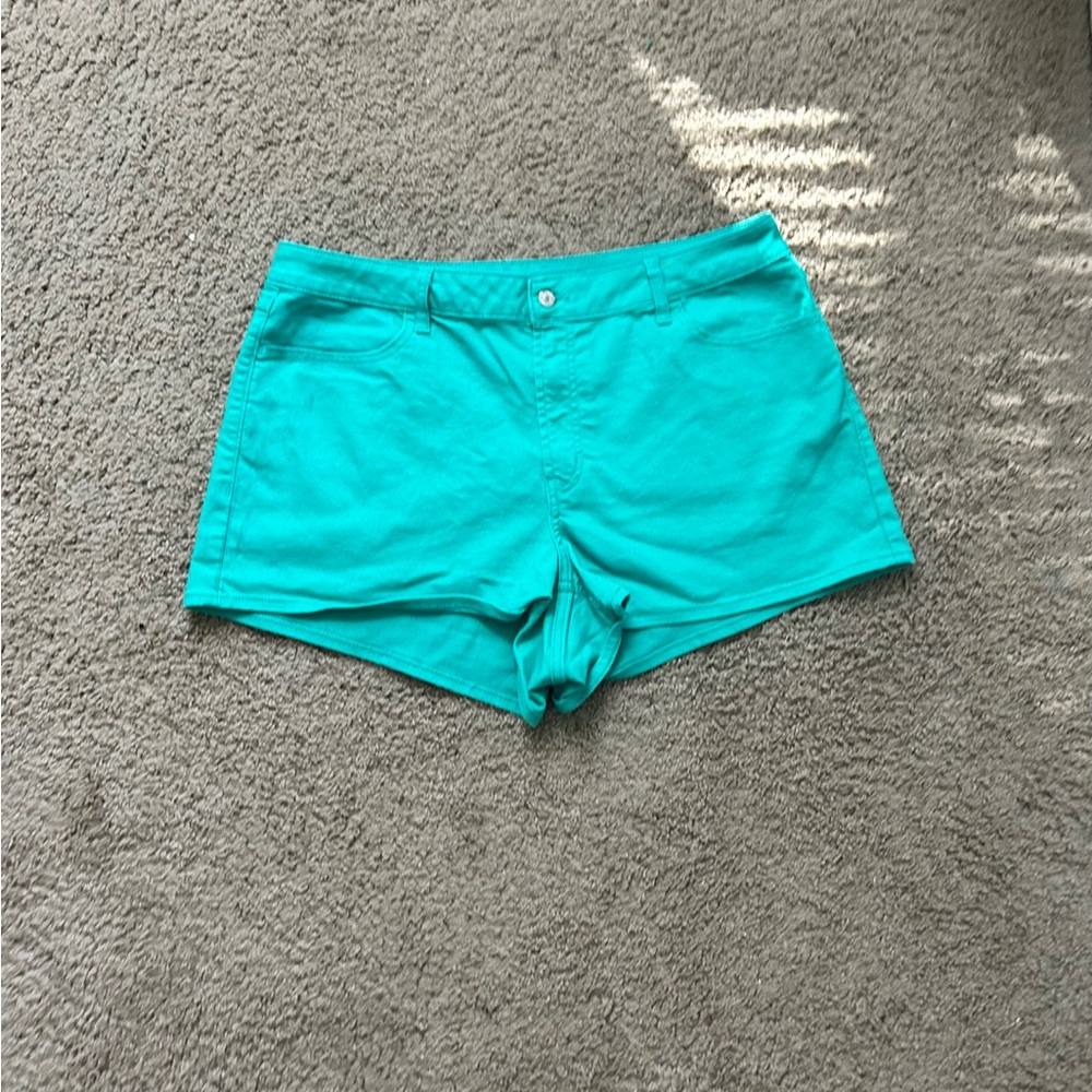 High Rise Turquoise Shorts